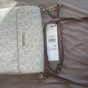 Calvin Klein Beige Monogram Crossbody Bag
